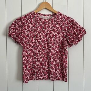 Zara Pink Floral Puff Sleeve Top